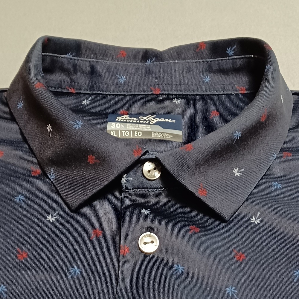 Ben Hogan Performance Mens XL Navy Palm Tree Print Golf Polo Shirt WT5661 - Picture 11 of 11